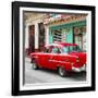 Cuba Fuerte Collection SQ - Old Cuban Red Car-Philippe Hugonnard-Framed Photographic Print