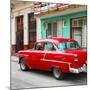 Cuba Fuerte Collection SQ - Old Cuban Red Car-Philippe Hugonnard-Mounted Photographic Print