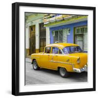 Cuba Fuerte Collection SQ - Old Cuban Yellow Car-Philippe Hugonnard-Framed Photographic Print
