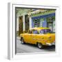 Cuba Fuerte Collection SQ - Old Cuban Yellow Car-Philippe Hugonnard-Framed Photographic Print