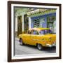 Cuba Fuerte Collection SQ - Old Cuban Yellow Car-Philippe Hugonnard-Framed Photographic Print