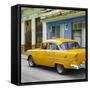 Cuba Fuerte Collection SQ - Old Cuban Yellow Car-Philippe Hugonnard-Framed Stretched Canvas