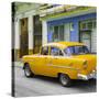 Cuba Fuerte Collection SQ - Old Cuban Yellow Car-Philippe Hugonnard-Stretched Canvas