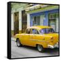 Cuba Fuerte Collection SQ - Old Cuban Yellow Car-Philippe Hugonnard-Framed Stretched Canvas