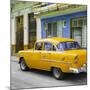 Cuba Fuerte Collection SQ - Old Cuban Yellow Car-Philippe Hugonnard-Mounted Photographic Print