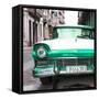 Cuba Fuerte Collection SQ - Old Ford Green Car-Philippe Hugonnard-Framed Stretched Canvas