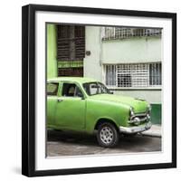 Cuba Fuerte Collection SQ - Old Green Car in the Streets of Havana-Philippe Hugonnard-Framed Photographic Print