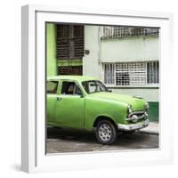 Cuba Fuerte Collection SQ - Old Green Car in the Streets of Havana-Philippe Hugonnard-Framed Photographic Print