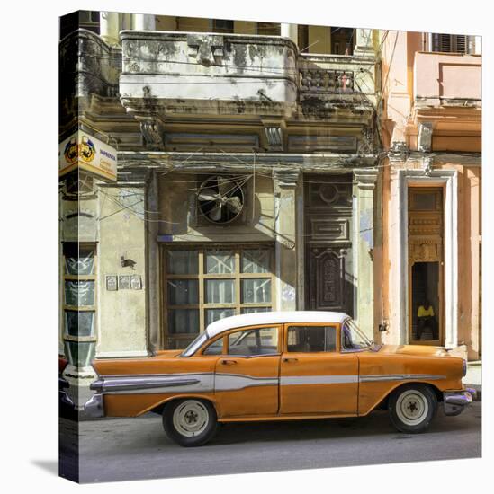 Cuba Fuerte Collection SQ - Old Orange Car in Havana-Philippe Hugonnard-Stretched Canvas
