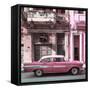 Cuba Fuerte Collection SQ - Old Pink Car in Havana-Philippe Hugonnard-Framed Stretched Canvas