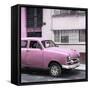 Cuba Fuerte Collection SQ - Old Pink Car in the Streets of Havana-Philippe Hugonnard-Framed Stretched Canvas