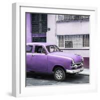 Cuba Fuerte Collection SQ - Old Purple Car in the Streets of Havana-Philippe Hugonnard-Framed Photographic Print