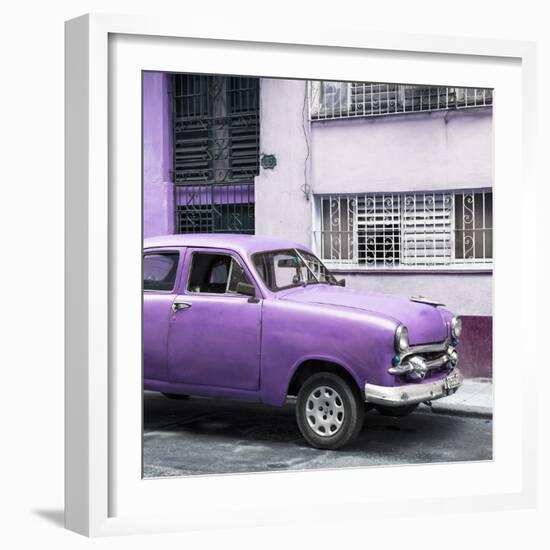 Cuba Fuerte Collection SQ - Old Purple Car in the Streets of Havana-Philippe Hugonnard-Framed Photographic Print