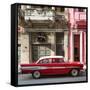 Cuba Fuerte Collection SQ - Old Red Car in Havana-Philippe Hugonnard-Framed Stretched Canvas