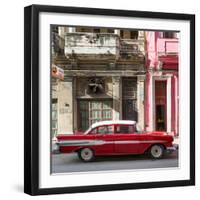 Cuba Fuerte Collection SQ - Old Red Car in Havana-Philippe Hugonnard-Framed Photographic Print