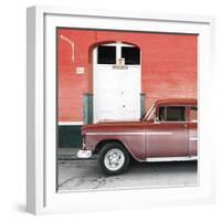 Cuba Fuerte Collection SQ - Old Red Car-Philippe Hugonnard-Framed Photographic Print