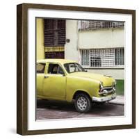 Cuba Fuerte Collection SQ - Old Yellow Car in the Streets of Havana-Philippe Hugonnard-Framed Photographic Print