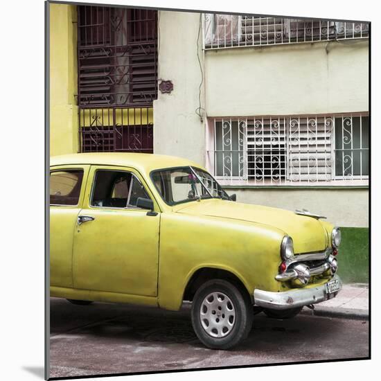Cuba Fuerte Collection SQ - Old Yellow Car in the Streets of Havana-Philippe Hugonnard-Mounted Photographic Print