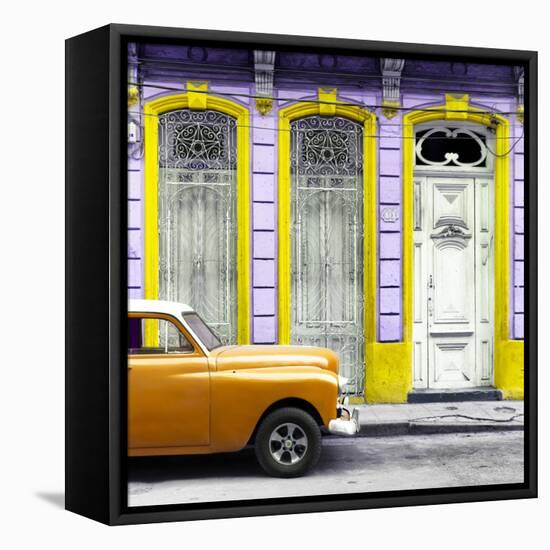 Cuba Fuerte Collection SQ - Orange Vintage Car in Havana II-Philippe Hugonnard-Framed Stretched Canvas