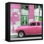 Cuba Fuerte Collection SQ - Pink Classic American Car-Philippe Hugonnard-Framed Stretched Canvas