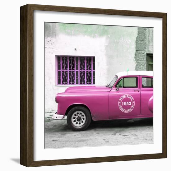 Cuba Fuerte Collection SQ - Pink Pontiac 1953 Original Classic Car-Philippe Hugonnard-Framed Photographic Print