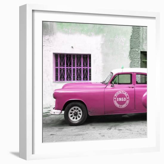 Cuba Fuerte Collection SQ - Pink Pontiac 1953 Original Classic Car-Philippe Hugonnard-Framed Photographic Print