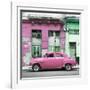 Cuba Fuerte Collection SQ - Pink Vintage American Car in Havana-Philippe Hugonnard-Framed Photographic Print