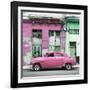 Cuba Fuerte Collection SQ - Pink Vintage American Car in Havana-Philippe Hugonnard-Framed Photographic Print