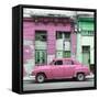 Cuba Fuerte Collection SQ - Pink Vintage American Car in Havana-Philippe Hugonnard-Framed Stretched Canvas