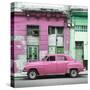 Cuba Fuerte Collection SQ - Pink Vintage American Car in Havana-Philippe Hugonnard-Stretched Canvas