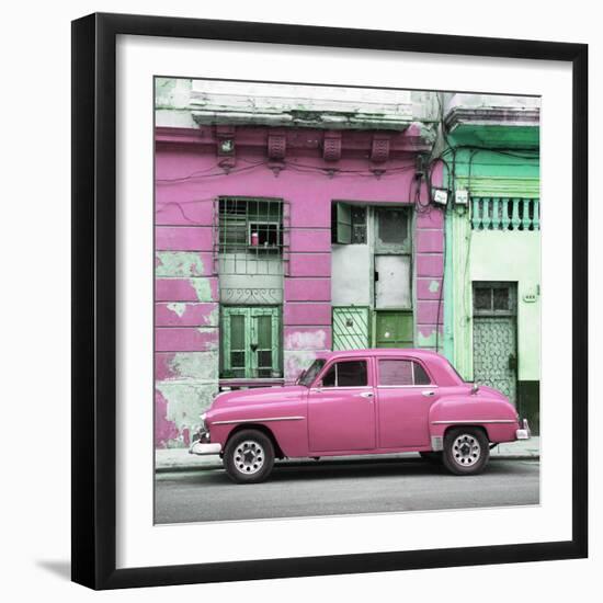 Cuba Fuerte Collection SQ - Pink Vintage American Car in Havana-Philippe Hugonnard-Framed Photographic Print