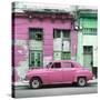 Cuba Fuerte Collection SQ - Pink Vintage American Car in Havana-Philippe Hugonnard-Stretched Canvas