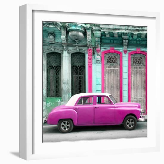 Cuba Fuerte Collection SQ - Pink Vintage Car in Havana-Philippe Hugonnard-Framed Photographic Print