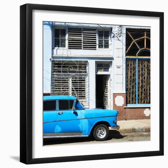 Cuba Fuerte Collection SQ - Retro Blue Car-Philippe Hugonnard-Framed Photographic Print