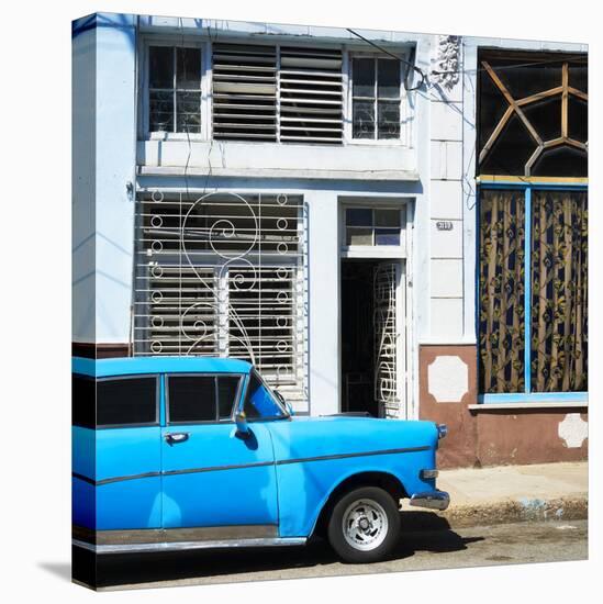 Cuba Fuerte Collection SQ - Retro Blue Car-Philippe Hugonnard-Stretched Canvas