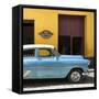 Cuba Fuerte Collection SQ - Retro Blue Car-Philippe Hugonnard-Framed Stretched Canvas