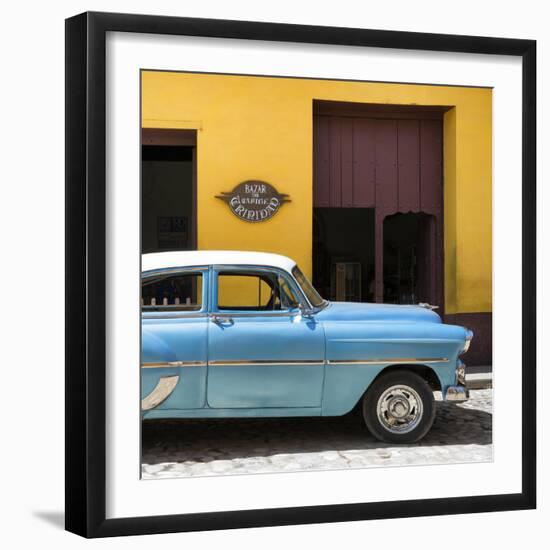 Cuba Fuerte Collection SQ - Retro Blue Car-Philippe Hugonnard-Framed Photographic Print