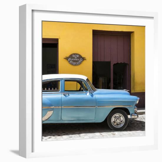 Cuba Fuerte Collection SQ - Retro Blue Car-Philippe Hugonnard-Framed Photographic Print