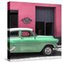 Cuba Fuerte Collection SQ - Retro Green Car-Philippe Hugonnard-Stretched Canvas