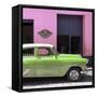 Cuba Fuerte Collection SQ - Retro Lime Green Car-Philippe Hugonnard-Framed Stretched Canvas