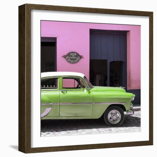 Cuba Fuerte Collection SQ - Retro Lime Green Car-Philippe Hugonnard-Framed Photographic Print