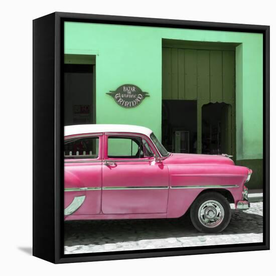 Cuba Fuerte Collection SQ - Retro Pink Car-Philippe Hugonnard-Framed Stretched Canvas