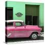 Cuba Fuerte Collection SQ - Retro Pink Car-Philippe Hugonnard-Stretched Canvas