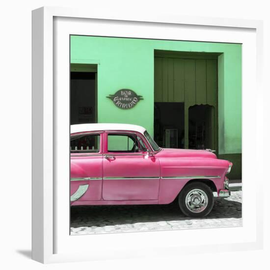 Cuba Fuerte Collection SQ - Retro Pink Car-Philippe Hugonnard-Framed Photographic Print