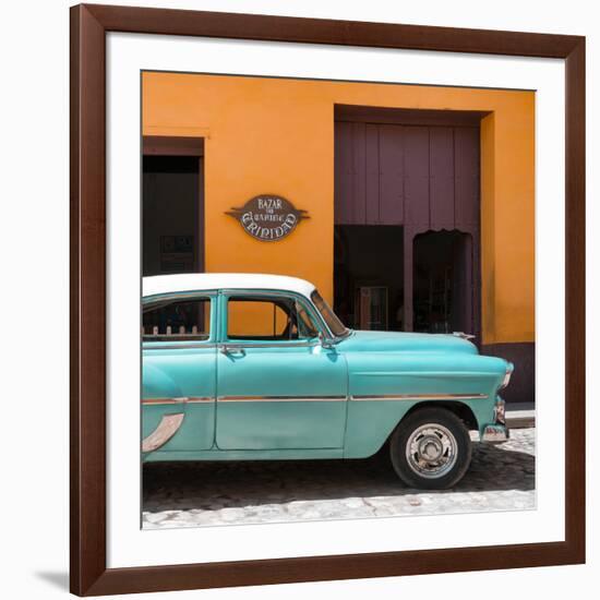 Cuba Fuerte Collection SQ - Retro Turquoise Car-Philippe Hugonnard-Framed Photographic Print