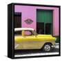 Cuba Fuerte Collection SQ - Retro Yellow Car-Philippe Hugonnard-Framed Stretched Canvas