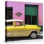 Cuba Fuerte Collection SQ - Retro Yellow Car-Philippe Hugonnard-Stretched Canvas