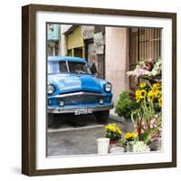 Cuba Fuerte Collection SQ - Sunflowers & Blue Car-Philippe Hugonnard-Framed Photographic Print