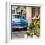 Cuba Fuerte Collection SQ - Sunflowers & Blue Car-Philippe Hugonnard-Framed Photographic Print