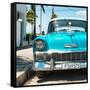 Cuba Fuerte Collection SQ - Turquoise Chevy-Philippe Hugonnard-Framed Stretched Canvas